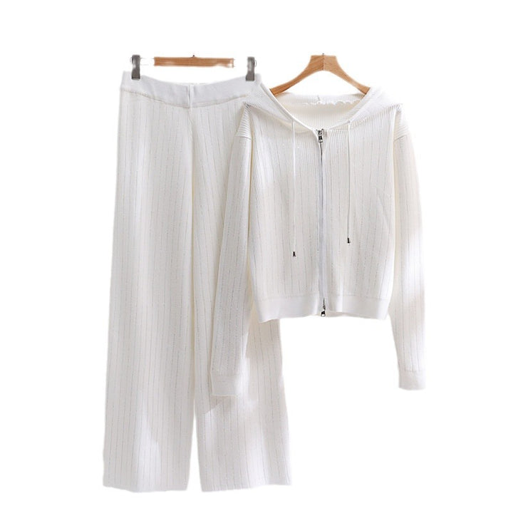 Damen modisches Loungewear-Set mit hohem Kragen und Reißverschluss Drune