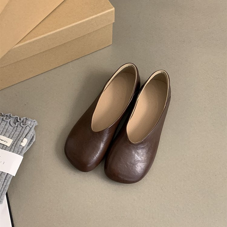 Damen Ballerina-Pantoletten mit weichem Leder und bequemem Fußbett Drune