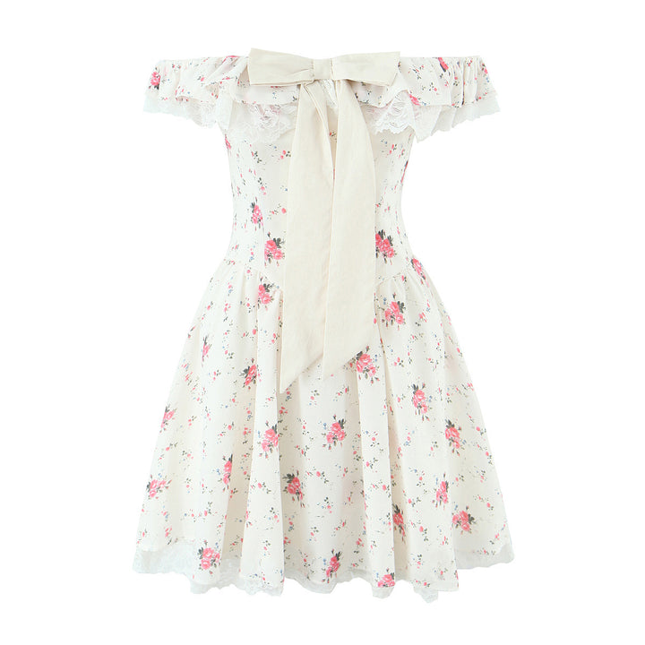 Damen romantisches Blumenkleid mit Rüschendetails Drune