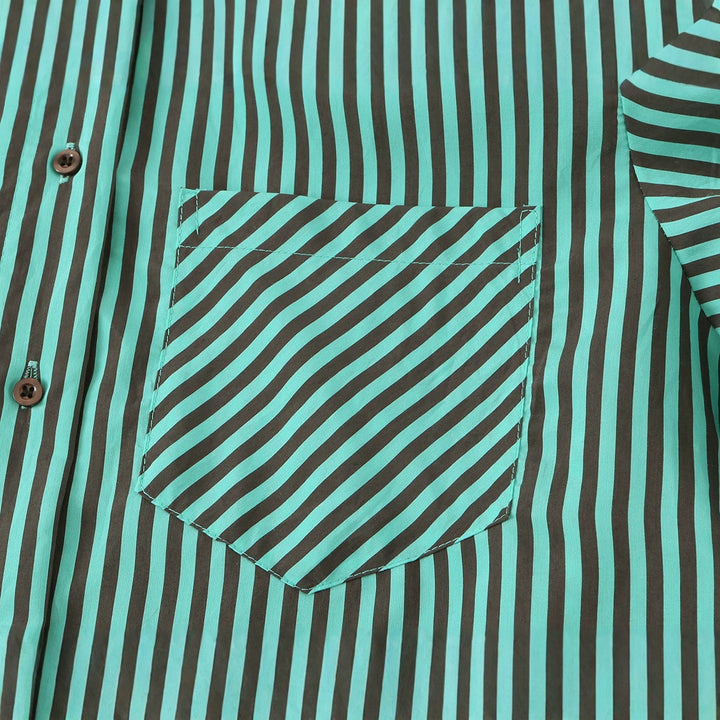 Damen Oversize-Hemdbluse mit diagonaler Streifenoptik, Brusttasche und asymmetrischem Saum Drune