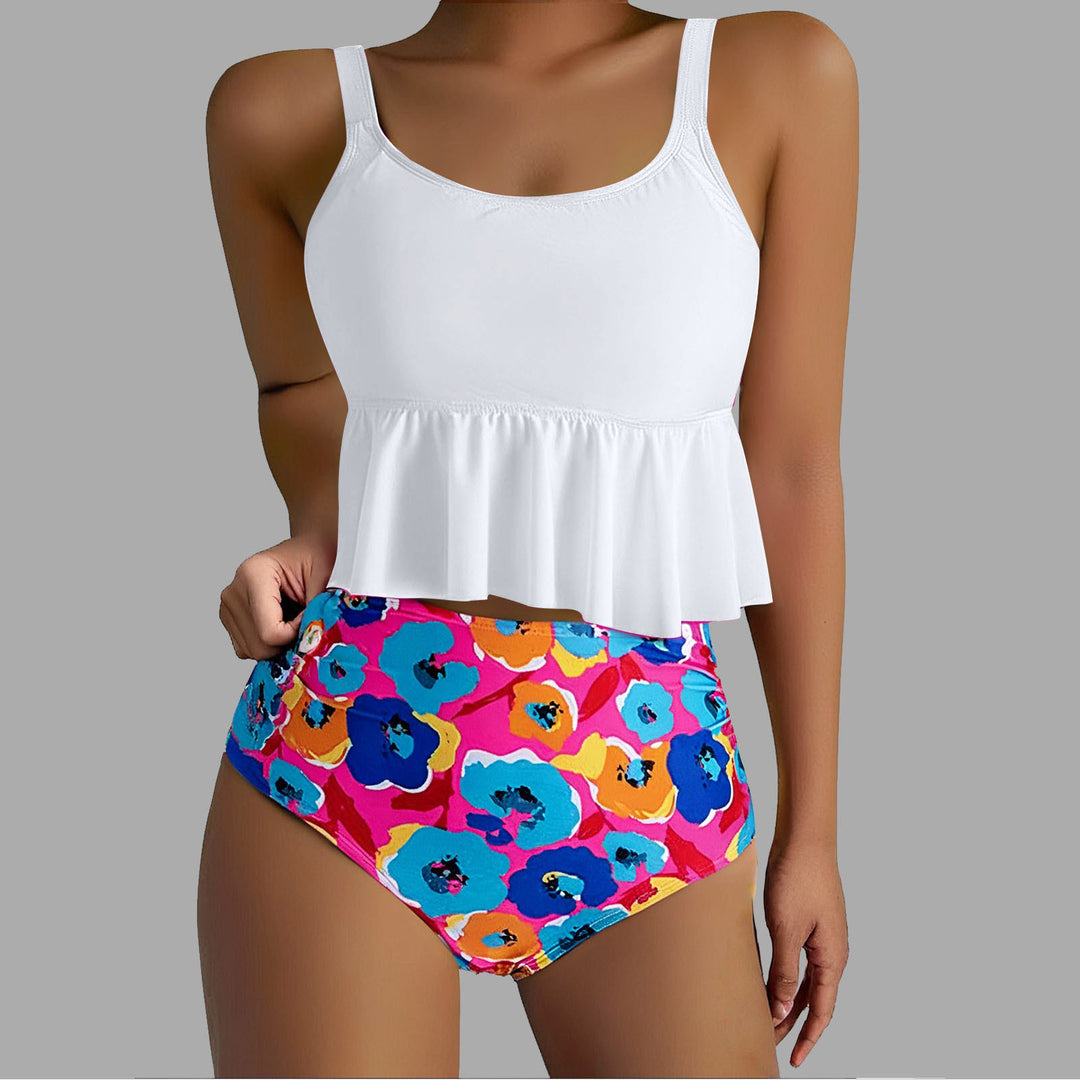 Damen Tankini-Set mit floralen Akzenten und Rüschen Drune