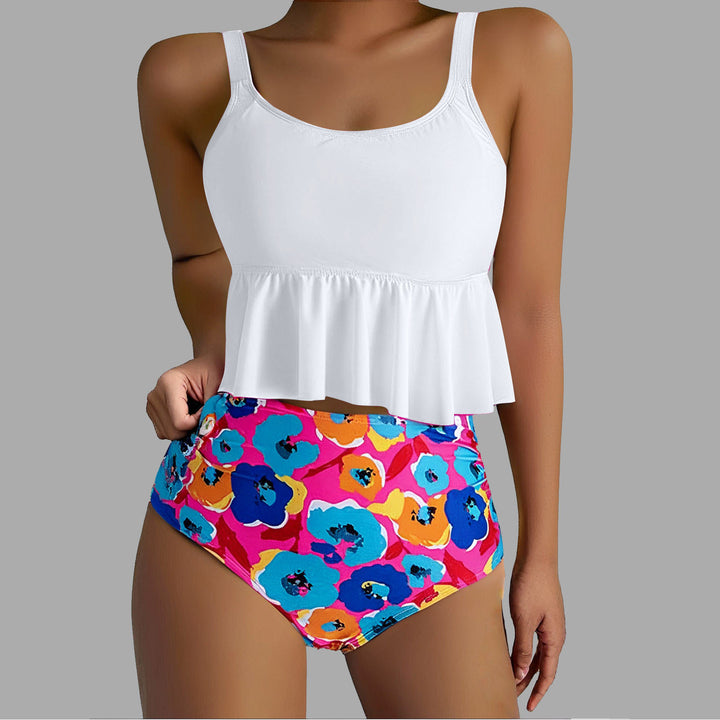 Damen Tankini-Set mit floralen Akzenten und Rüschen Drune