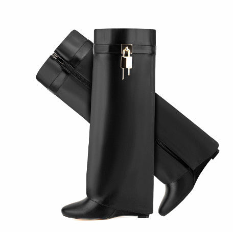 Femme Über-Die-Knie-Fashion-Stiefel mit Skulpturalem Design Drune