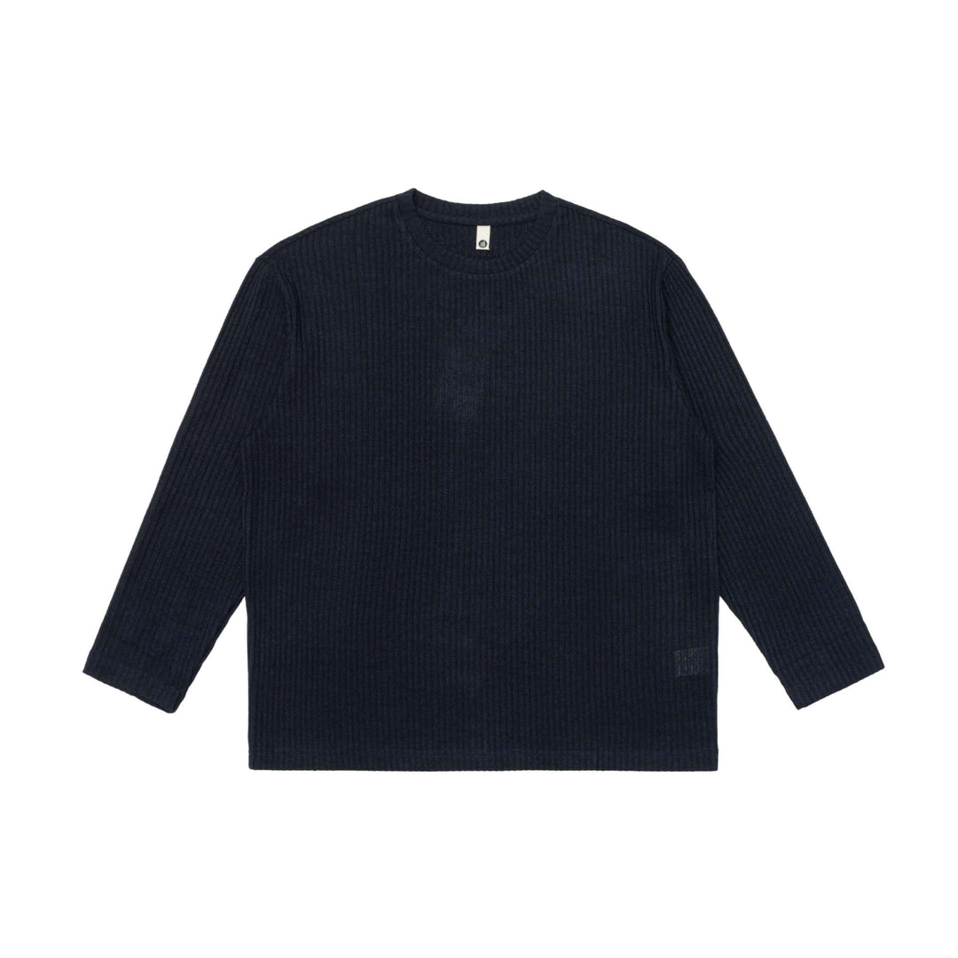 Unisex Gerippter Rundhalspullover aus feinem Strick mit Relaxed‑Fit Drune