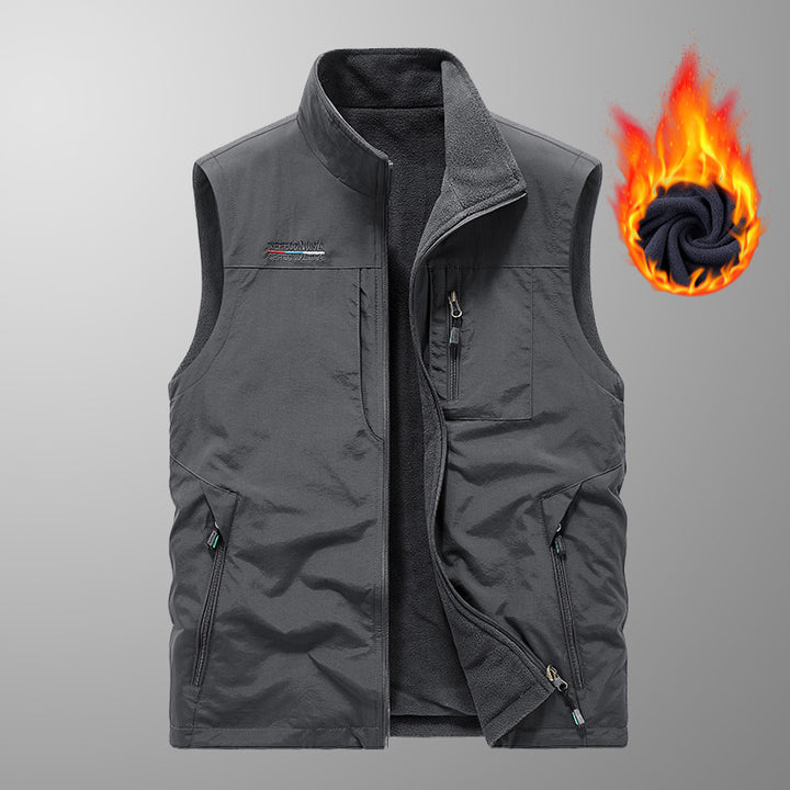 Herren gefütterte Thermo-Weste mit Fleece-Innenfutter, winddichter Außenlage und multiplen Reißverschlusstaschen Drune