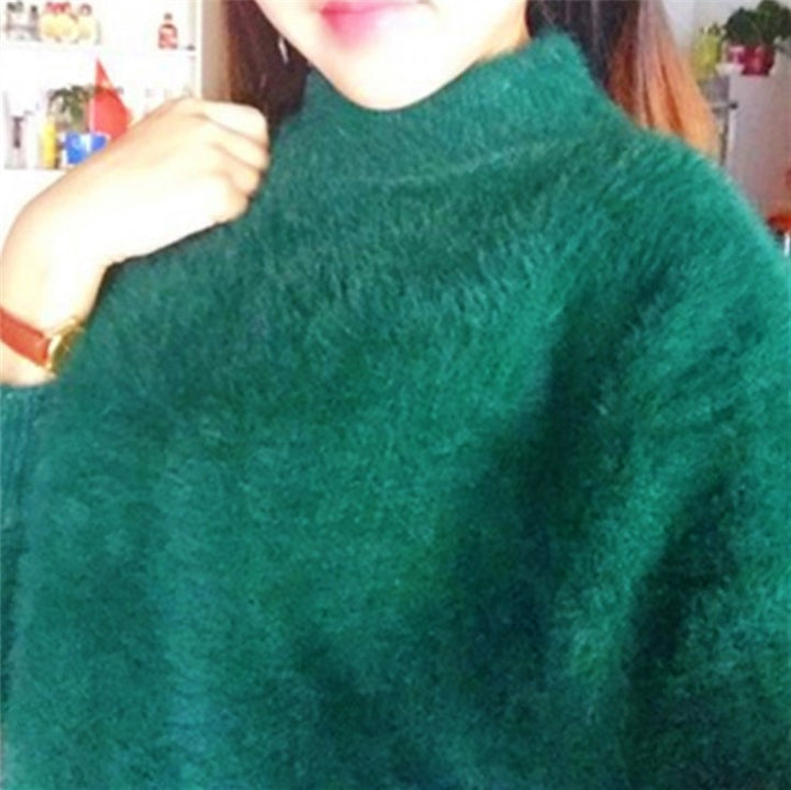 Damen Flauschiger Mohair-Mix Pullover mit Stehkragen und Oversize-Silhouette Drune