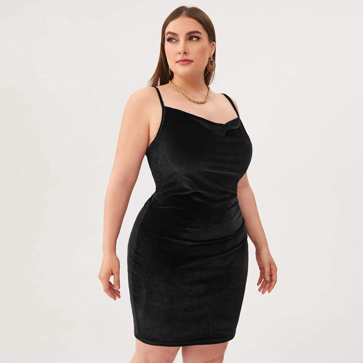 Damen elegantes, figurbetontes Partykleid aus Samt Drune