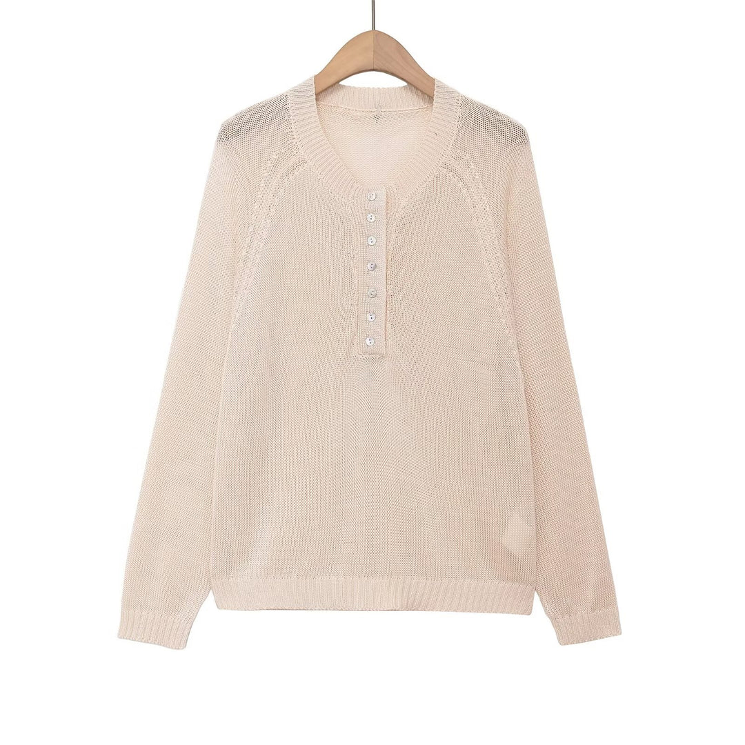 Damen leichter Pullover mit Knopfverschluss Drune
