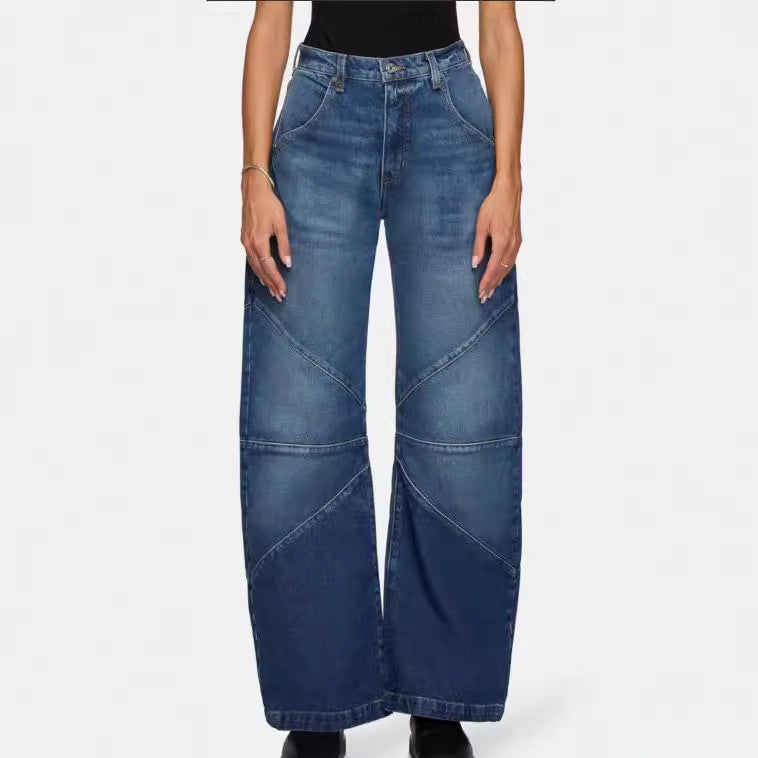 Damen breite Jeans mit einzigartigem Nahtdesign im angesagten Stil Drune
