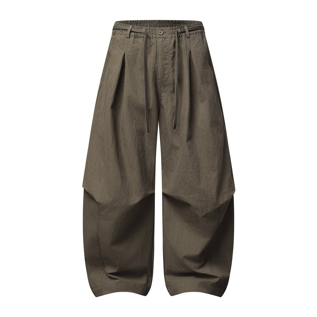 Damen Weite Culotte-Hose mit hohem Bund, Kellerfalten und Kordelzug Drune