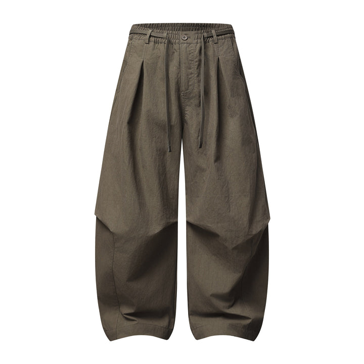 Damen Weite Culotte-Hose mit hohem Bund, Kellerfalten und Kordelzug Drune