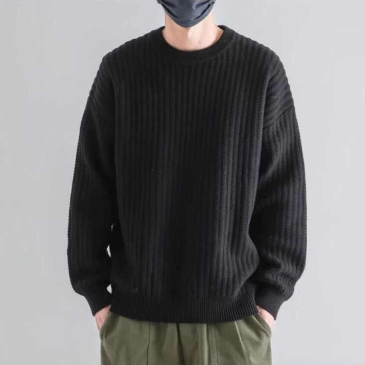 Herren Gemütlicher Grobstrickpullover mit Rundhalsausschnitt Drune