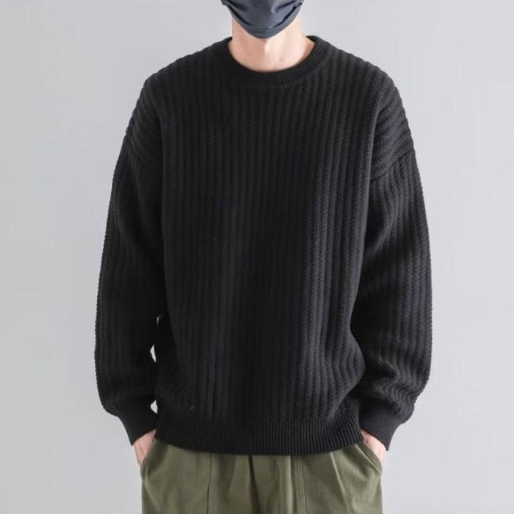 Herren Gemütlicher Grobstrickpullover mit Rundhalsausschnitt Drune
