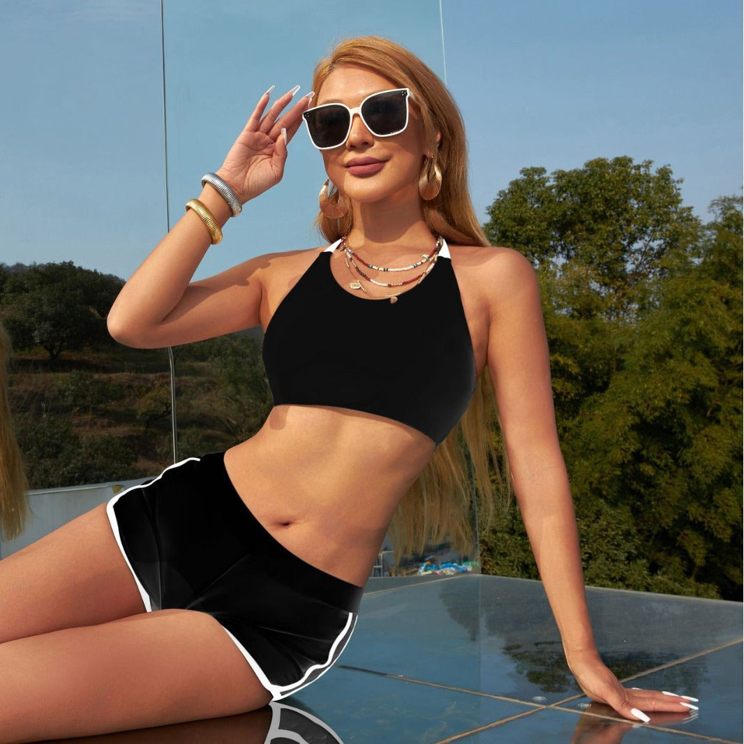 Damen Sportliches Bikini-Set mit hochgeschlossenem Top und bequemen Hosen Drune