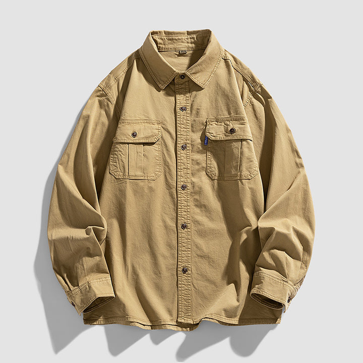 Herren Overshirt aus robustem Baumwoll-Twill mit Pattentaschen und durchgehender Knopfleiste Drune