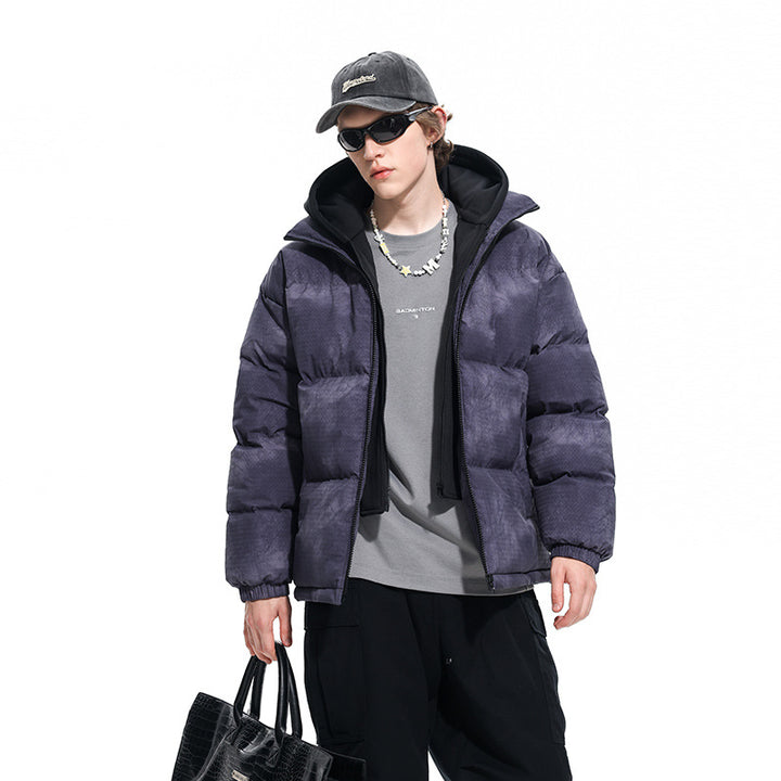 Herren Wattierte Kapuzenjacke mit Samtoptik, hohem Kragen und elastischen Bündchen Drune