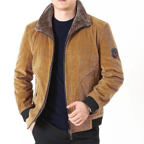 Herren Grobcord-Blouson mit Sherpa-Kragen, Reißverschluss und Utility-Taschen Drune