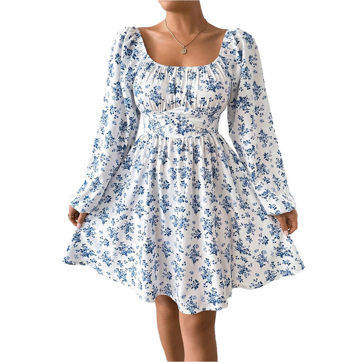 Damen Sommerliches Kleid mit floralen Akzenten und langen Ärmeln Drune