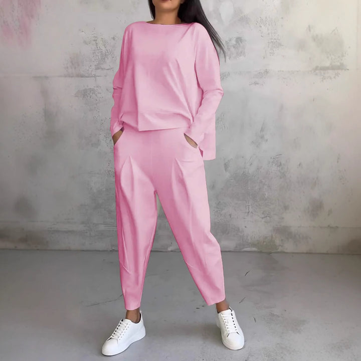 Damen Bequemes Freizeit-Set mit weitem Schnitt und Taschen Drune