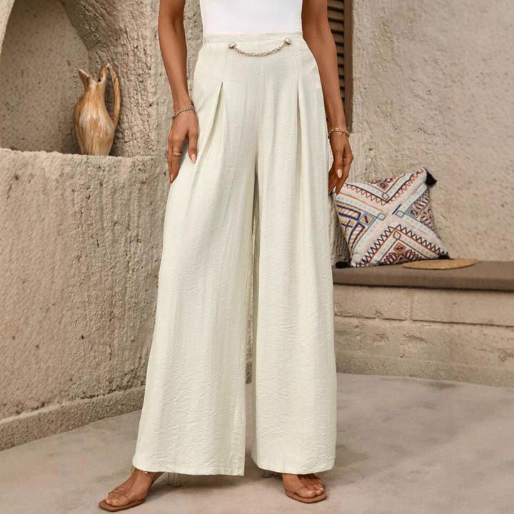 Damen Weit geschnittene Palazzo-Hose mit eleganter Faltenlegung Drune