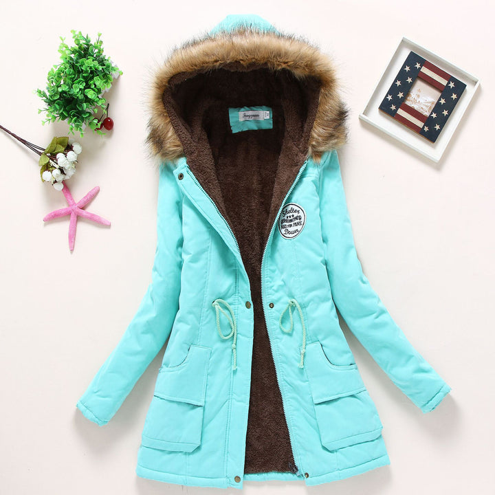 Damen nan hochwärmender Winterparka mit Teddy-Innenfutter, Tunnelzug und Kunstfellbesatz Drune