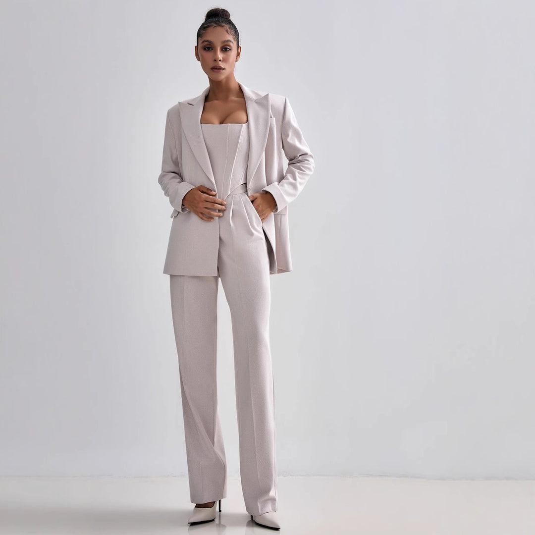 Damen Blazer mit Taillengürtel und schickem Revers Drune