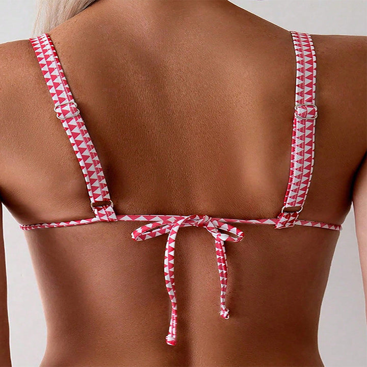 Damen Triangel-Bikini mit floralem Rüschendesign und verstellbaren Trägern Drune