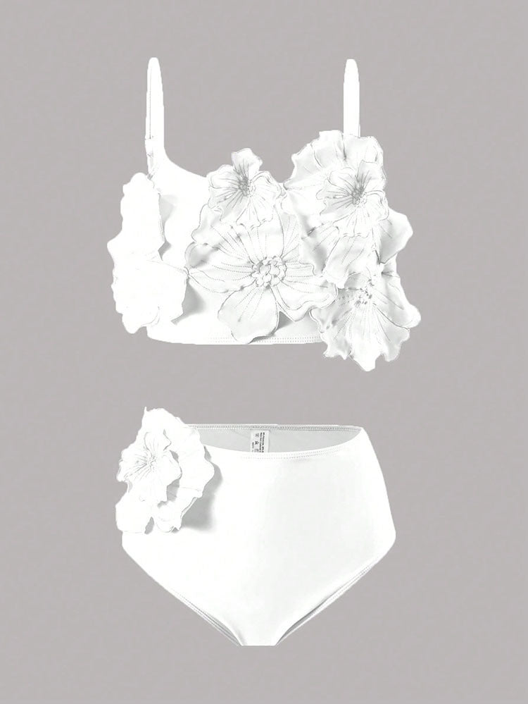 Damen Floral Bikini mit voluminösem Blüten-Design Drune