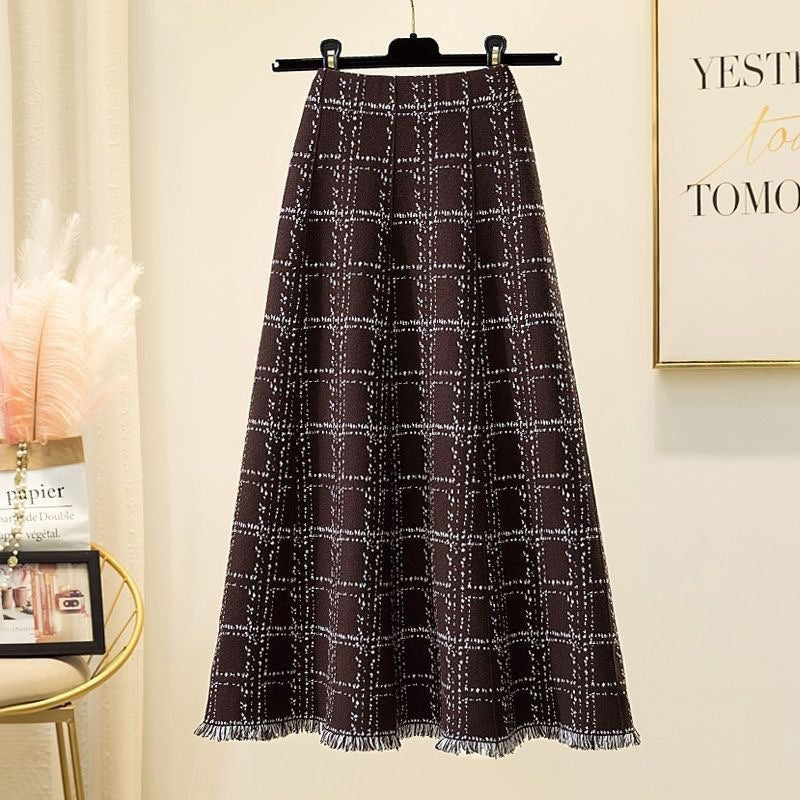 Damen Langer Plissee-Rock mit eleganter Musterung Drune
