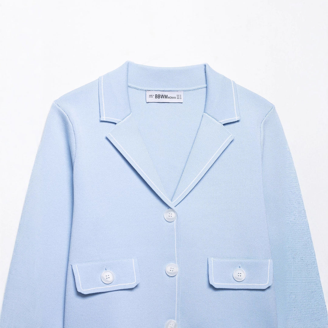 Damen lässige Blazerjacke mit Ziernähten und praktischen Taschen Drune