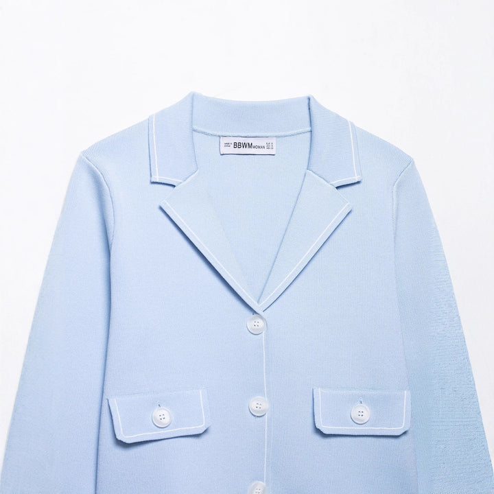 Damen lässige Blazerjacke mit Ziernähten und praktischen Taschen Drune