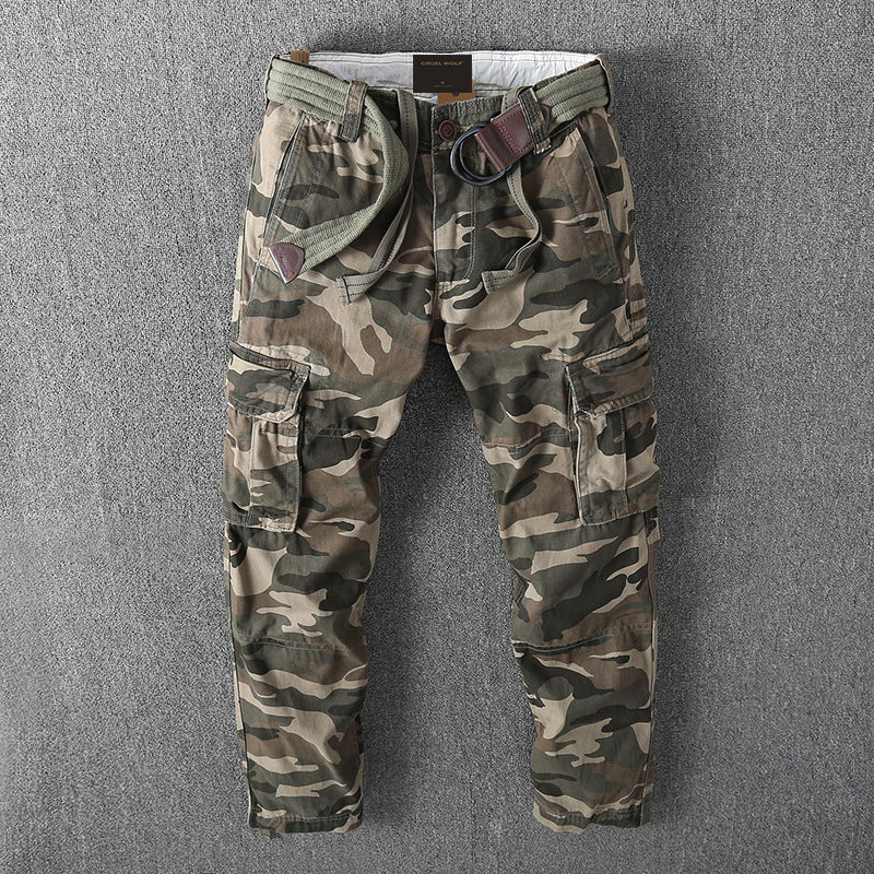 Herren Cargohose mit mehreren Taschen, verstellbaren Beinabschlüssen und Gürtel Drune