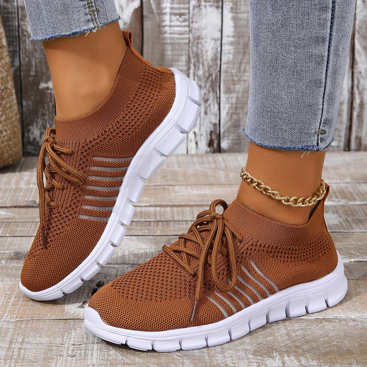 Damen komfortable und atmungsaktive Sneaker mit elastischem Netzstoff Drune