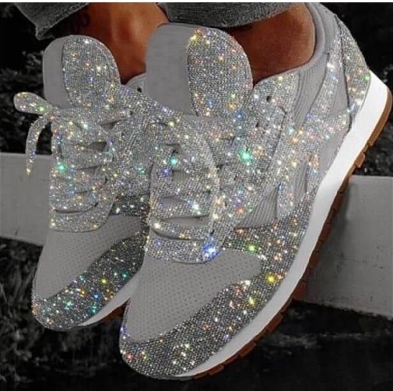 Damen glitzernde Fashion-Sneaker mit funkelnder Strassoptik atmungsaktivem Strick-Obermaterial und gepolstertem Komfortfußbett Drune