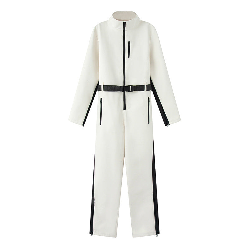 Damen Funktionaler Utility-Overall mit Reißverschlüssen und Taillengürtel Drune