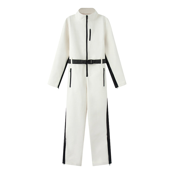 Damen Funktionaler Utility-Overall mit Reißverschlüssen und Taillengürtel Drune