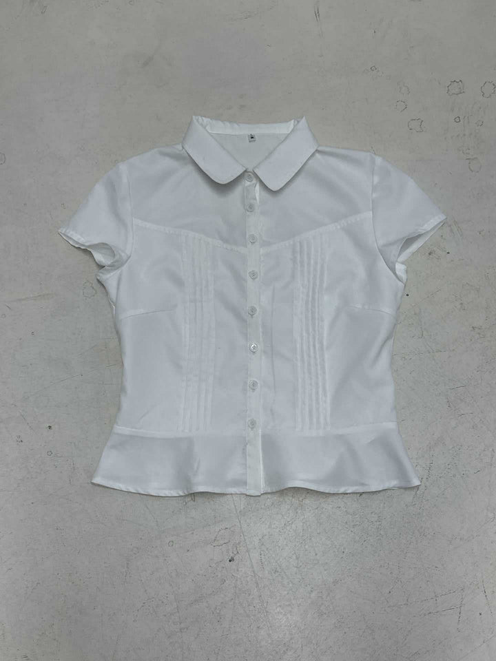 Damen kurzärmliges Hemdblusenshirt mit tailliertem Schnitt und eleganten Raffungen Drune