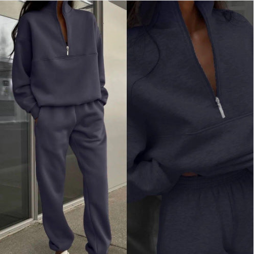 Damen nan weiches Lounge-Set mit weitem Sweatpullover und taillenhoher Jogginghose Drune
