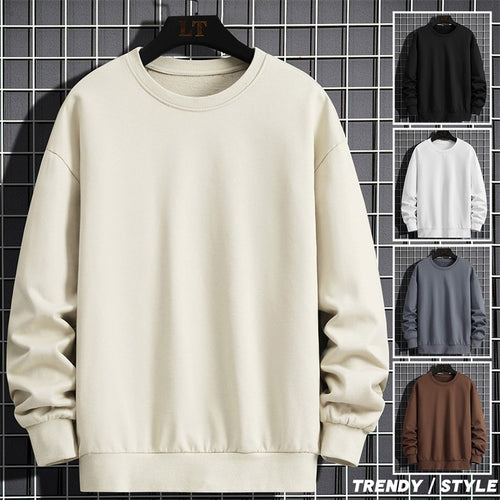 Herren Schlichtes Oversize Rundhals‑Sweatshirt aus schwerer Baumwollmischung mit gerippten Bündchen Drune