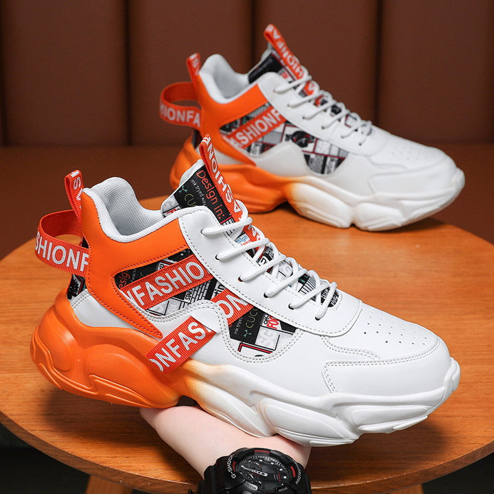 Unisex modische Plateau‑Chunky‑Sneaker mit grafischem Print, verstärkter Fersenlasche und dämpfender Hohlkammersohle Drune