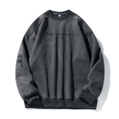 Unisex Oversize-Sweatshirt mit samtiger Fleece-Optik und tonalem Frontprint Drune