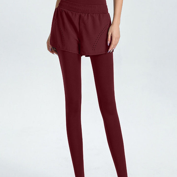 Damen Sportliche Leggings mit integriertem kurzer Shorts Drune
