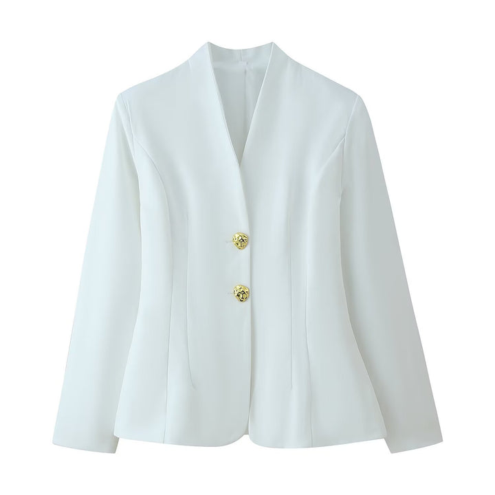 Damen Taillierter Blazer mit V‑Ausschnitt, nahtfeiner Silhouette und Zierknöpfen Drune