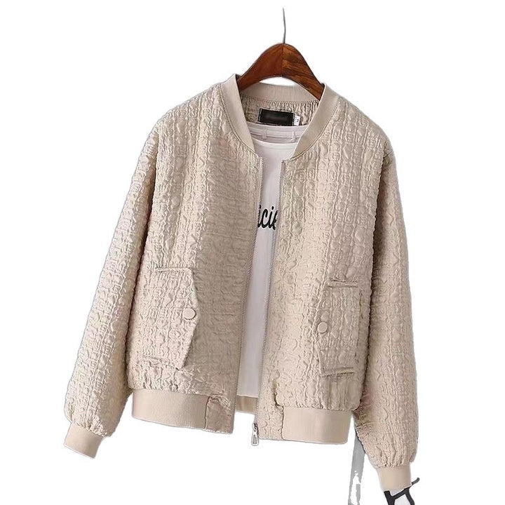 Damen Modische Boucle-Jacke mit Reißverschluss Drune