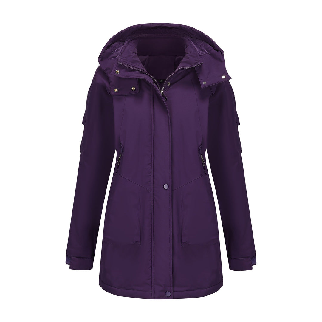 Damen nan taillierter Parka mit Kapuze, verdecktem Reißverschluss und praktischen Reißverschlusstaschen Drune