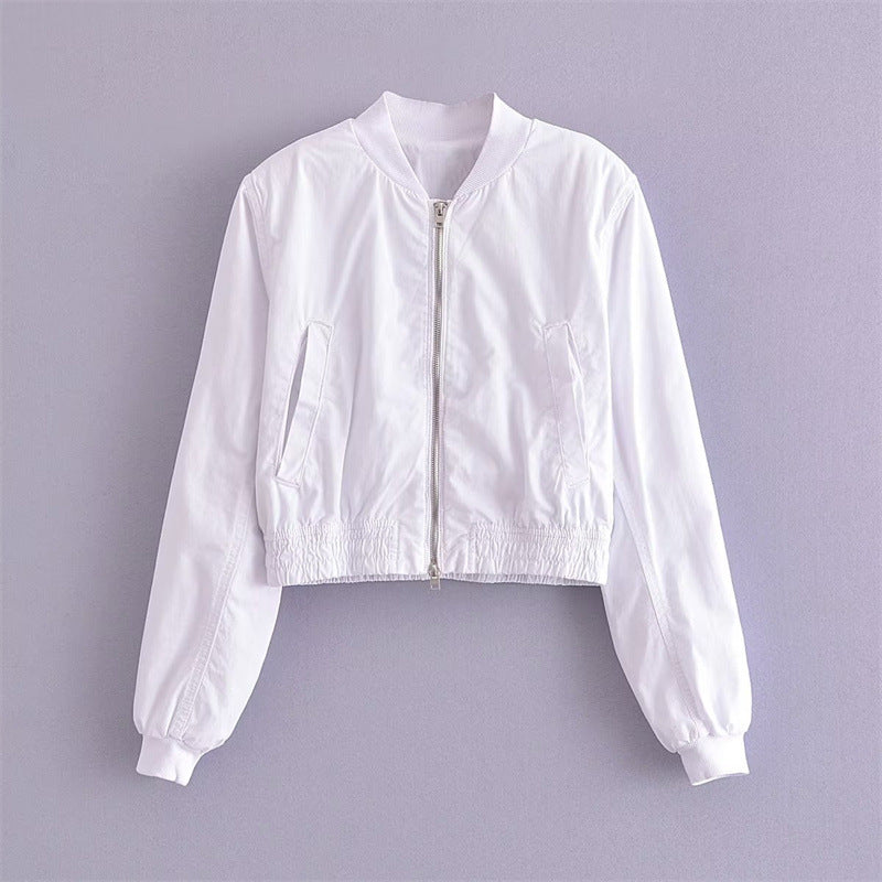Damen Kurze Cropped-Bomberjacke aus leichtem Windbreaker‑Material mit Rippbündchen und seitlichen Einschubtaschen Drune