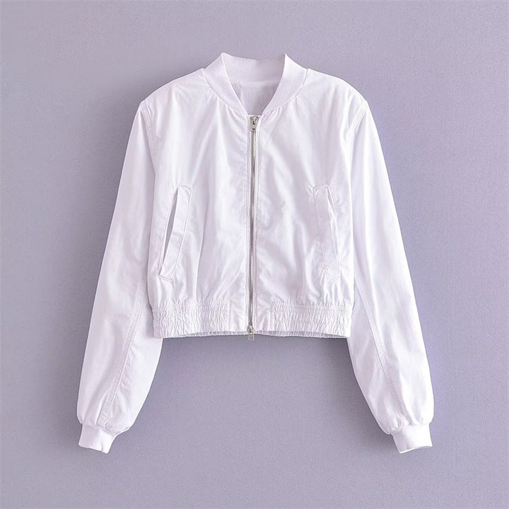 Damen Kurze Cropped-Bomberjacke aus leichtem Windbreaker‑Material mit Rippbündchen und seitlichen Einschubtaschen Drune