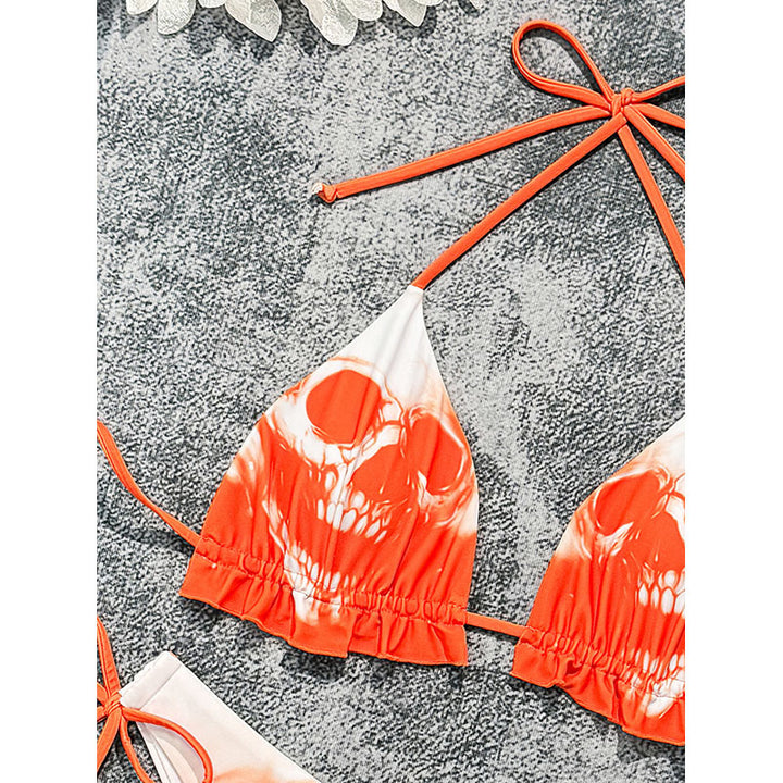Damen Triangel-Bikini mit aufregendem Totenkopf-Muster Drune
