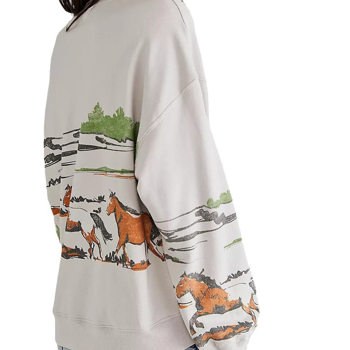 Damen Sweatshirt mit kreativer Pferdemotiv-Grafik und lässigem Schnitt Drune