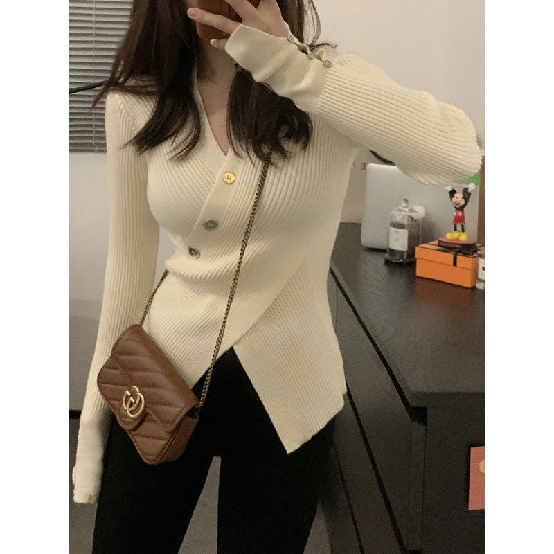 Damen Feiner Rippstrick-Cardigan mit Knopfdetails und schickem V-Ausschnitt Drune
